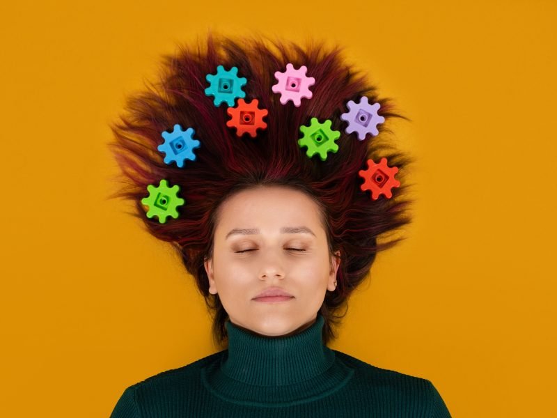 Neurophysiology, neuroscience, Brain, psychology, mental health, creativity, idea concept. Woman